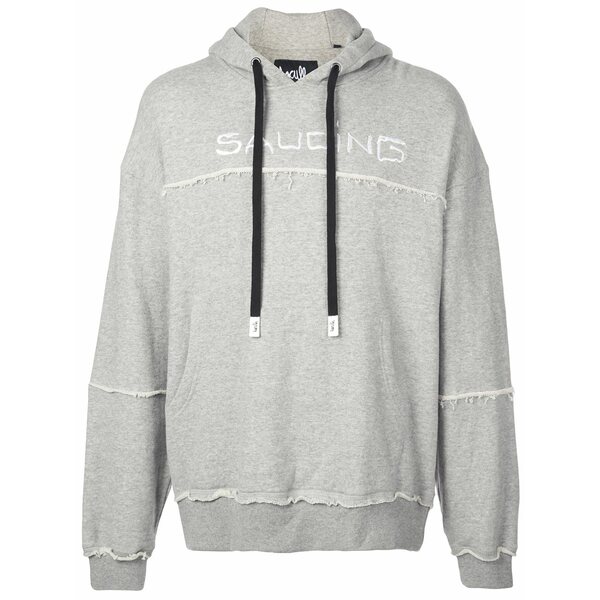 ハクーラ メンズ パーカー・スウェットシャツ アウター Saucing slogan drawstring hoodie Grey