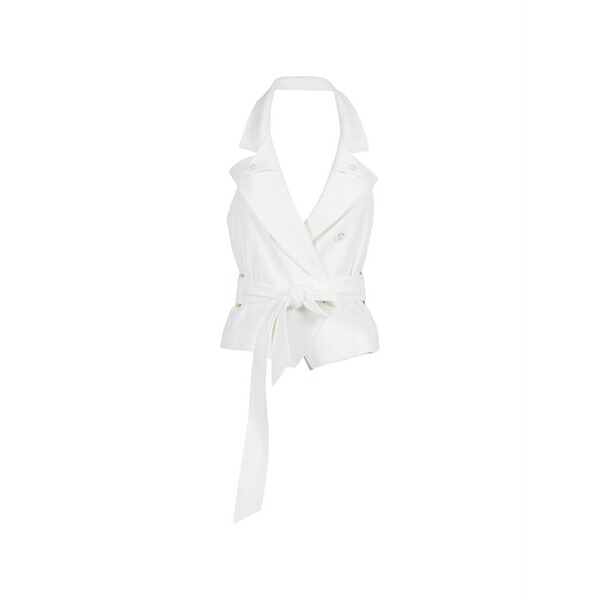 エリザベスフランキ レディース 上衣＆上衣 アウター Double-breasted belted vest White