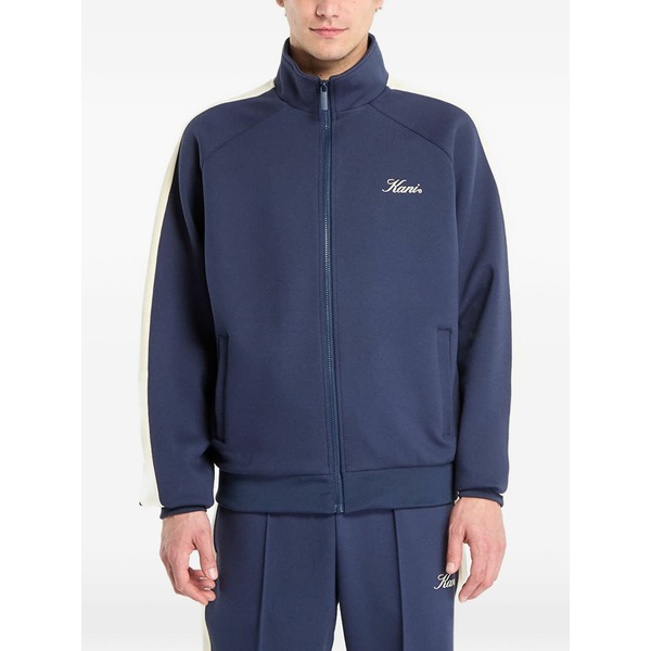 長い巻き毛 カナイ メンズ パーカー・スウェットシャツ アウター Side-stripe logo-embroidered sweatshirt Blue