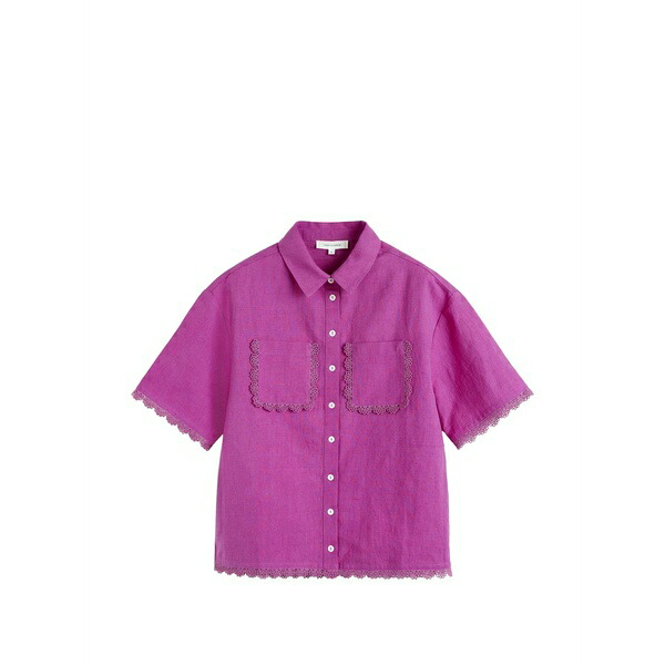 チンティアンドパーカー レディース ティーシャツ トップス Scallop-trim shirt Pink