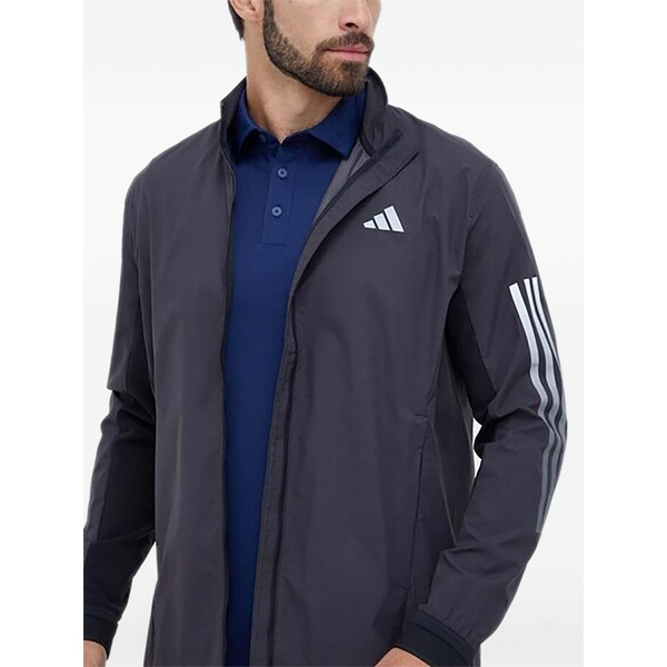 アディダス メンズ ジャケット&ブルゾン アウター Side-stripe zip-up windbreaker Black|asty