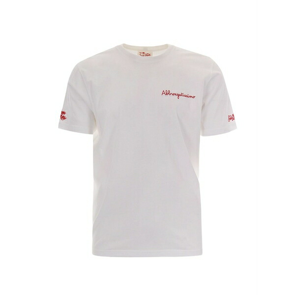 エムシーツーセイントバース メンズ スポーツシャツ トップス Portofino slogan-embroidered t-shirt White