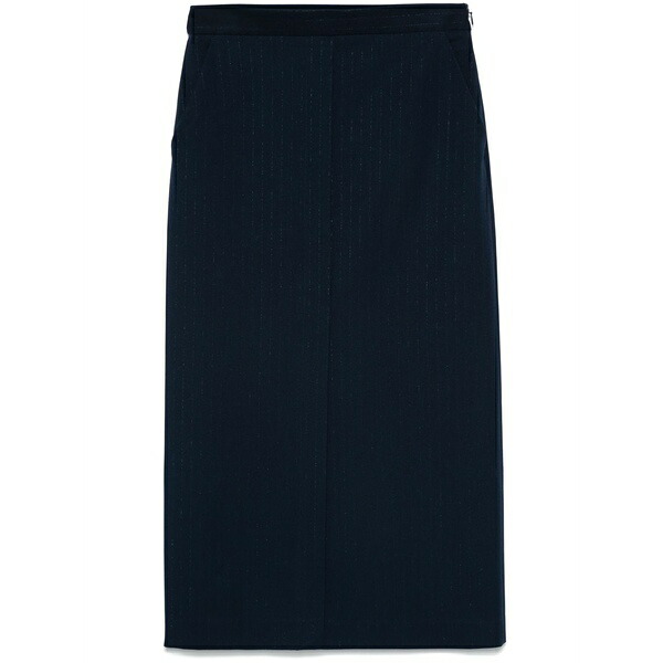 ツイン書き割り レディース スコート ボトムス Lurex pinstripe MIDI skirt Blue