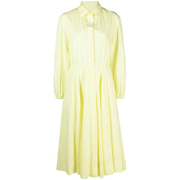 フォルテ フォルテ レディース 衣裳 トップス Long-sleeved flared dress Yellow