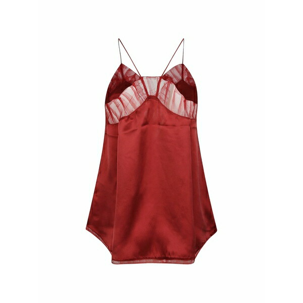 イロ レディース ティーシャツ トップス Tulle-trim satin camisole top Red