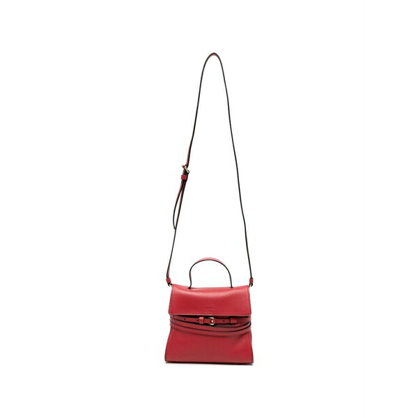 モスキーノ レディース ハンドバック 御徒面子 Buckle leather mini bag Red
