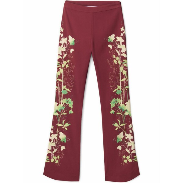ラ・ダブル・ジェイ レディース 心地よいズボン下 ボトムス Woodland-print trousers Red