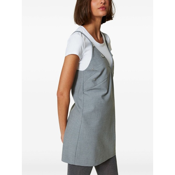 ツイン書き割り レディース 衣裳 トップス T-shirt mini dress Grey