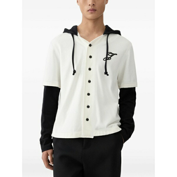 ジャクエムス メンズ プルオーバー トップス The letro layered-sleeve hoodie Neutrals