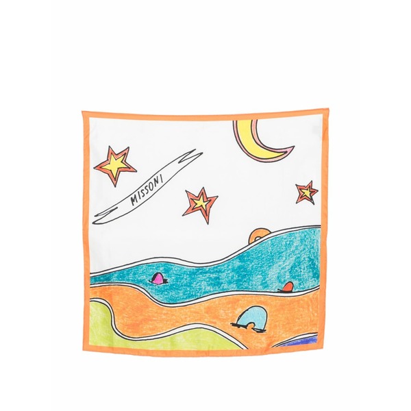 ミッソーニ メンズ 消音装置・袈裟・えり巻き 佩び物 Graphic-print scarf White