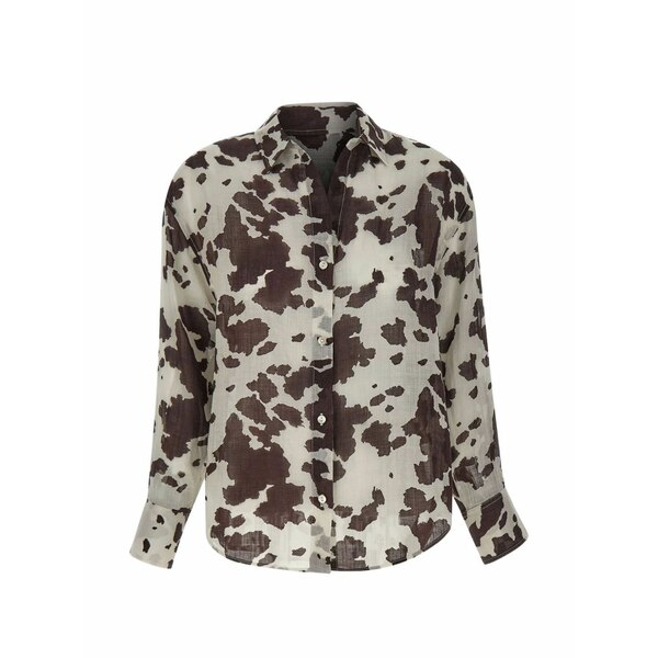 エムシーツーセイントバース レディース プルオーバー トップス Cristal cow-print shirt Neutrals