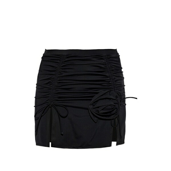 モスキーノ レディース スコート ボトムス Ruched rosette-detail mini skirt Black
