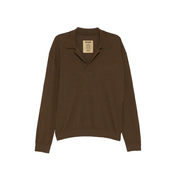 ユマ・壱 メンズ 編み物\u0026スウェーター アウター Knitted  polo shirt Brown