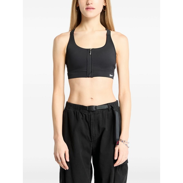 リーボック レディース カットソー トップス Zip-front sports bra Black