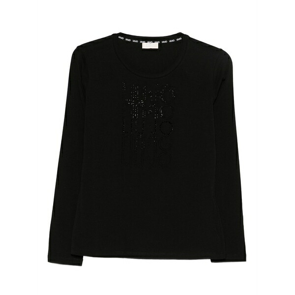 リュージョー レディース プルオーバー トップス Crew-neck long sleeve t-shirt Black