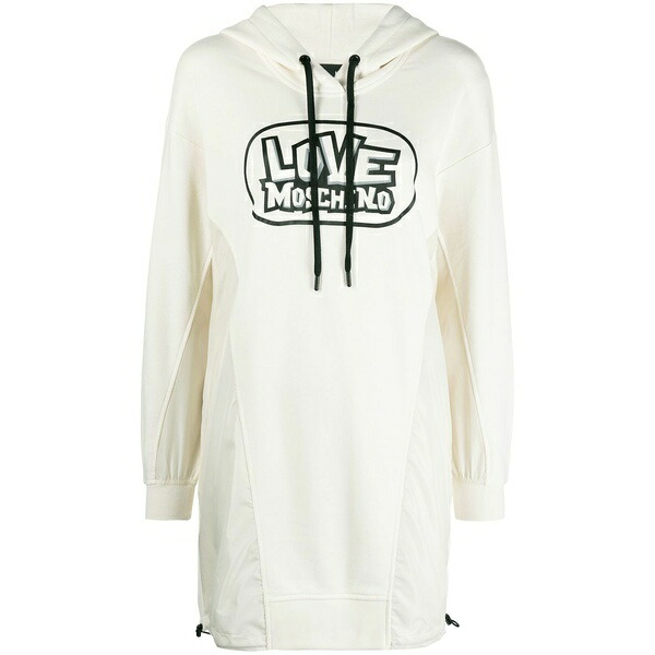 優しいこと モスキーノ レディース 衣裳 トップス Logo-print hooded dress White