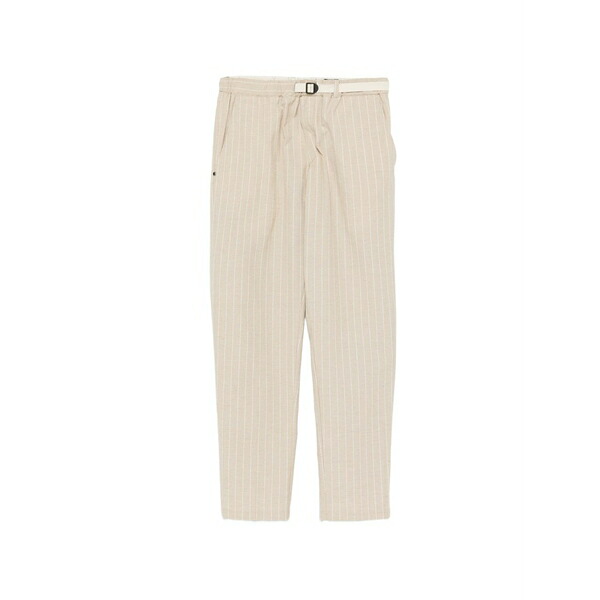 白いこと真砂 メンズ 心地好いズボン下 ボトムス Striped belt trousers Neutrals