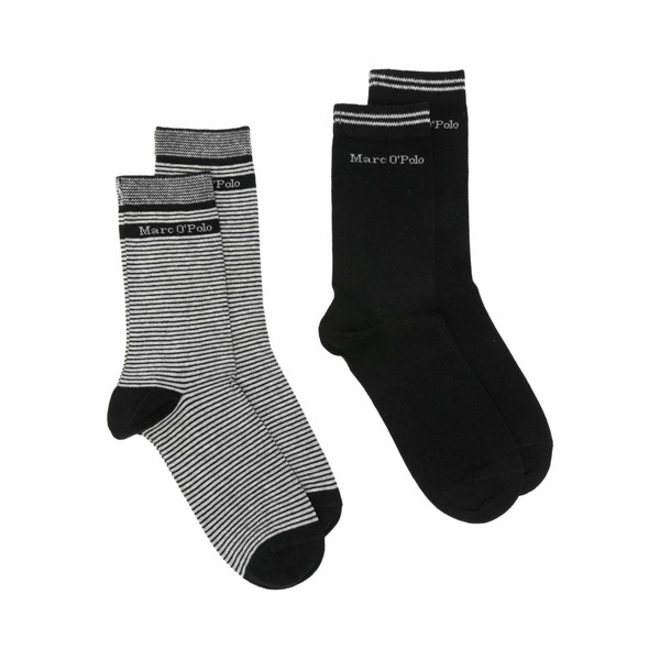 マルコポーロ レディース ソックス アンダー御召しもの Striped socks Black