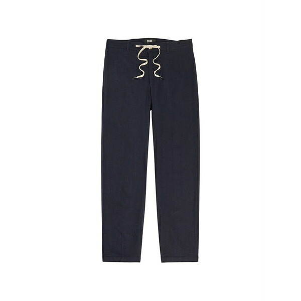 ページ メンズ 心地よいズボン下 ボトムス Drawstring straight-leg trousers Blue