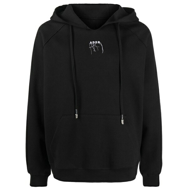アーダーエラー メンズ パーカー・スウェットシャツ アウター Logo drawstring hoodie Black