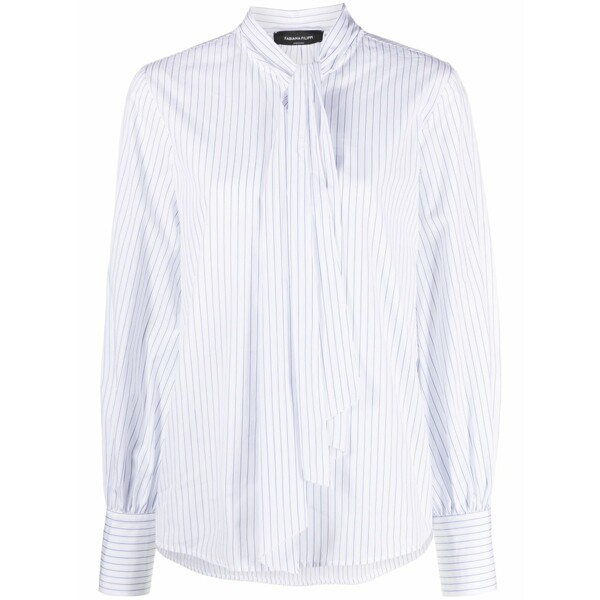 ファビアナ フィリッピ レディース プルオーバー トップス Striped pussy-bow shirt White