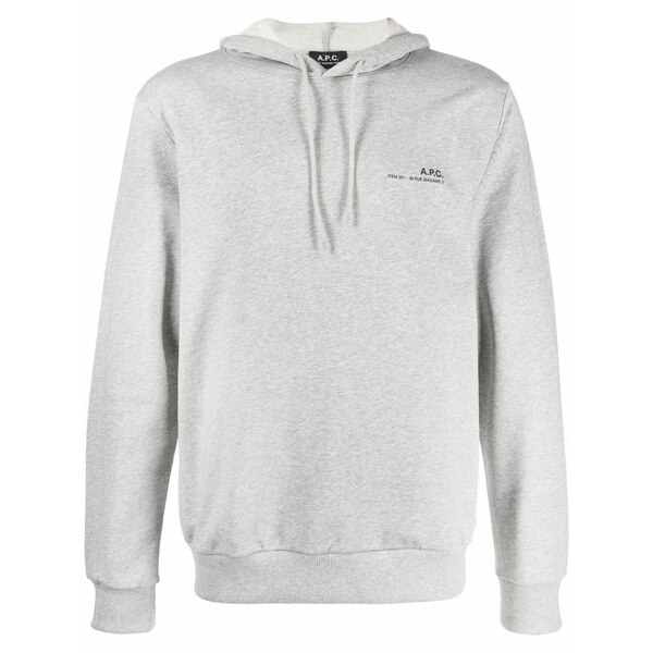 アーペーセー メンズ パーカー・スウェットシャツ アウター Logo drawstring hoodie Grey