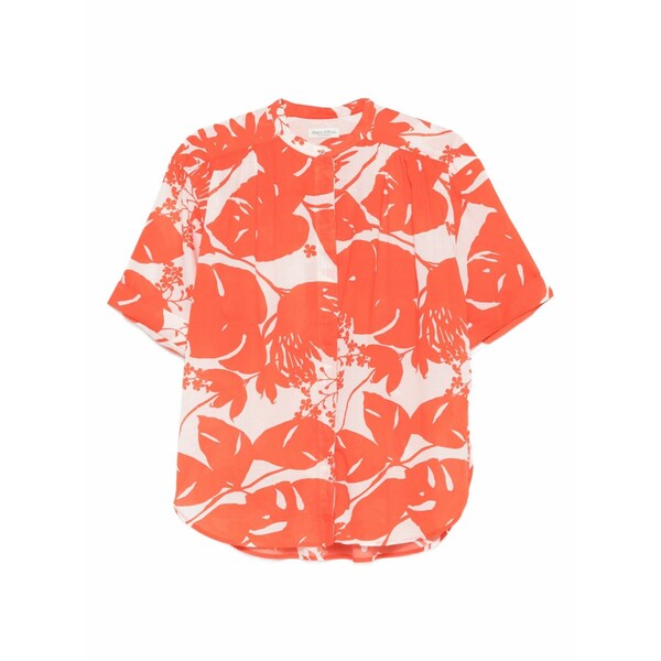 マルコポーロ レディース プルオーバー トップス Floral gathered shirt Orange