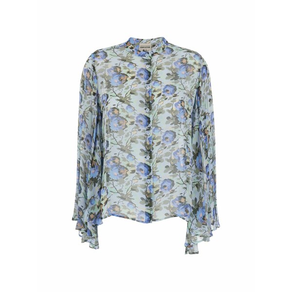 セミクチュール レディース プルオーバー トップス Buttoned floral shirt Green