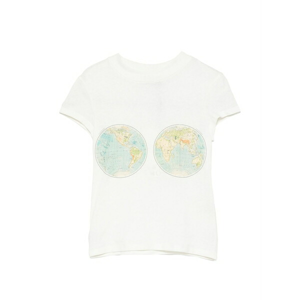 アウェイク 流行り物 レディース ティーシャツ トップス Hemispheres map-print t-shirt White