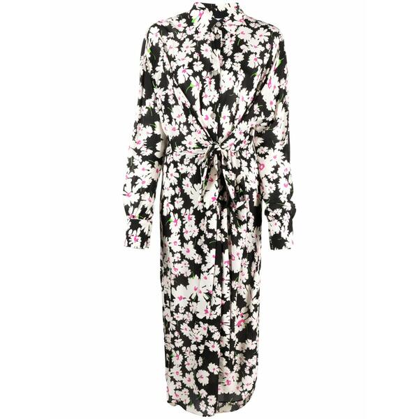 エムエスジイエム レディース 衣裳 トップス Floral-print tie-fastening cady MIDI dress Black