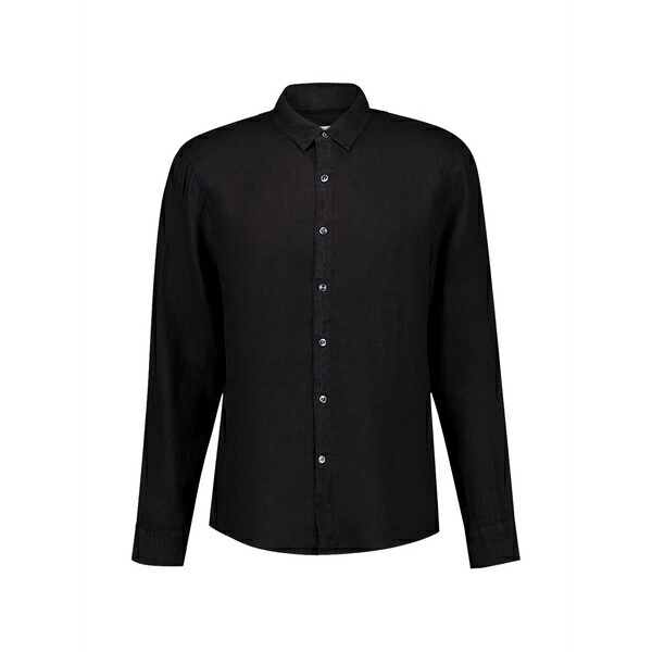 ジェームス 銭入れ メンズ プルオーバー トップス Long-sleeved linen shirt Black