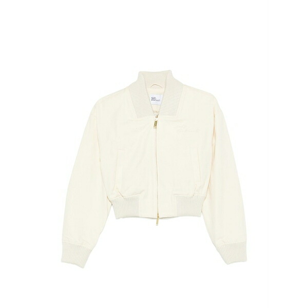 セルフ・ポートレイト レディース 上衣＆上衣 アウター Ribbed-trim zip bomber jacket Neutrals