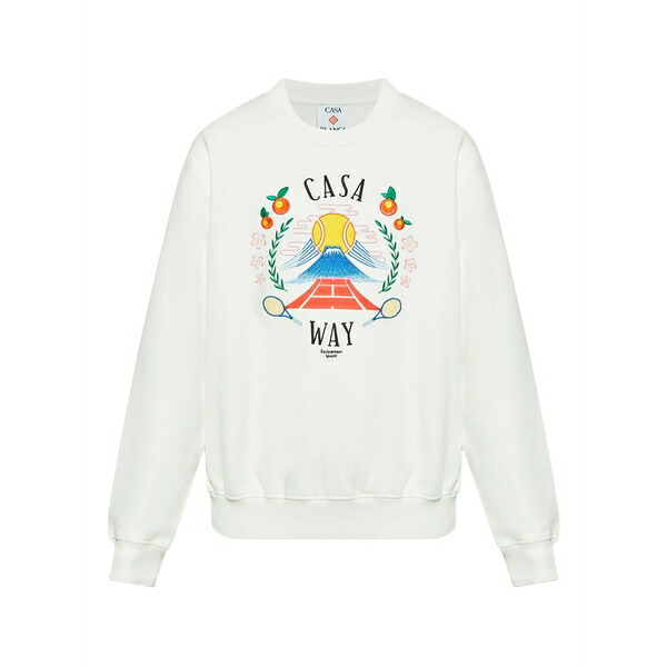 カサブランカ メンズ パーカー・スウェットシャツ アウター Graphic-print sweatshirt White｜asty