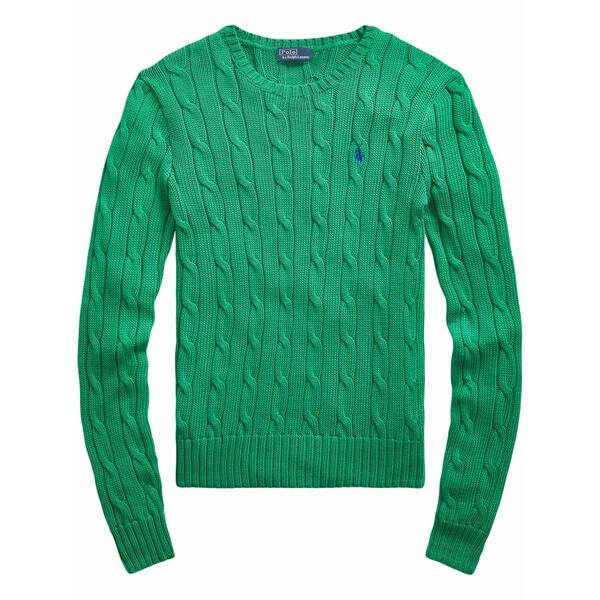 ラルフローレン レディース 編み物\u0026スウェーター アウター Cable-knit cotton sweatshirt Green