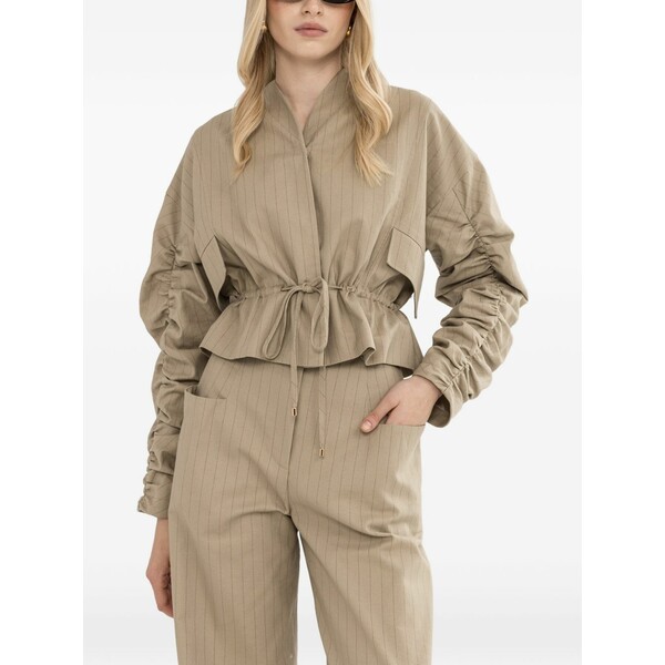 ニッサ レディース 上衣＆上衣 アウター Striped cotton jacket Neutrals