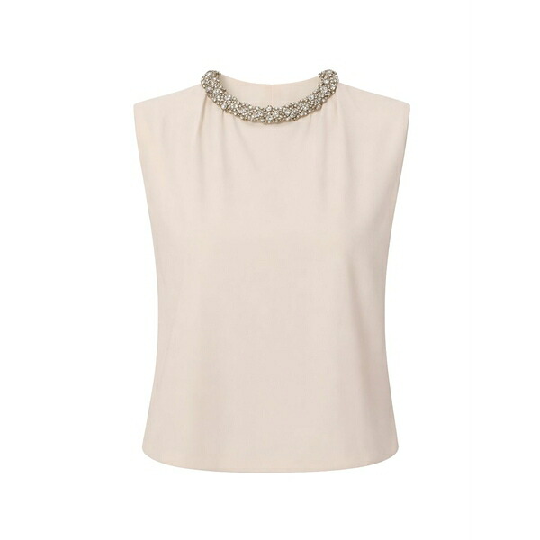 エリザベスフランキ レディース ティーシャツ トップス Crystal-collar t-shirt Neutrals