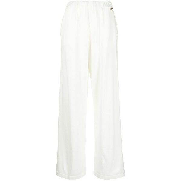 ツイン仕掛ける レディース 心地好いズボン下 ボトムス Wide-leg knitted trousers White
