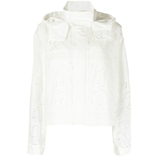 ゴエンジェイ レディース 上衣＆上衣 アウター Cropped hooded jacket White