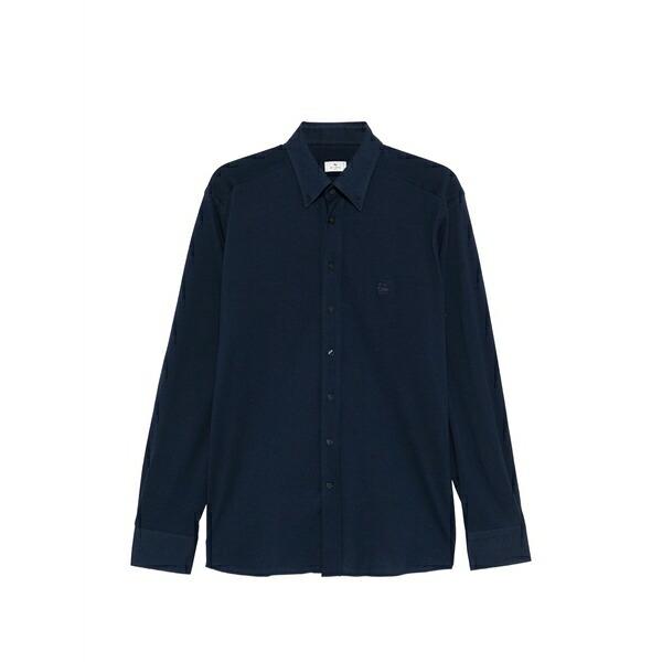 エトロ メンズ シャツ トップス Long-sleeves buttonec shirt Blue｜asty