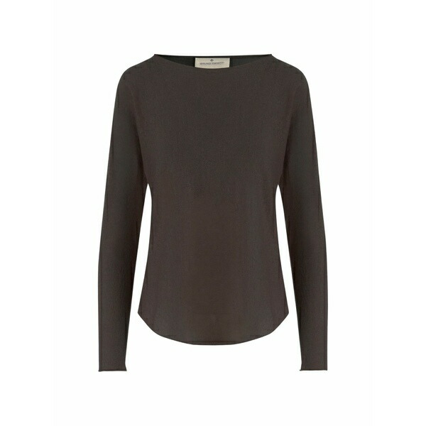 ブルーノマネッティ レディース プルオーバー トップス Crew-neck curved-hem top Brown