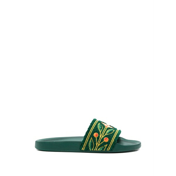 カサブランカ メンズ サンダル シューズ Floral-embroidered slides Green