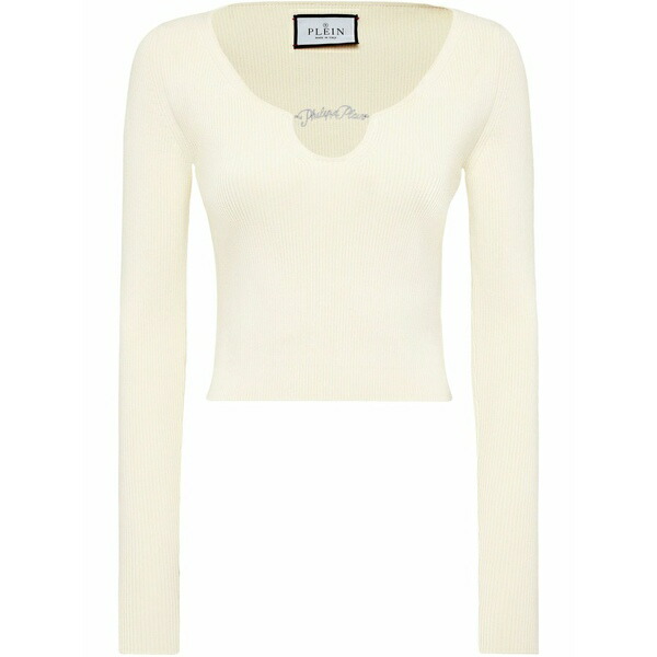 フィリップ飾り気のない レディース ティーシャツ トップス Cropped top White