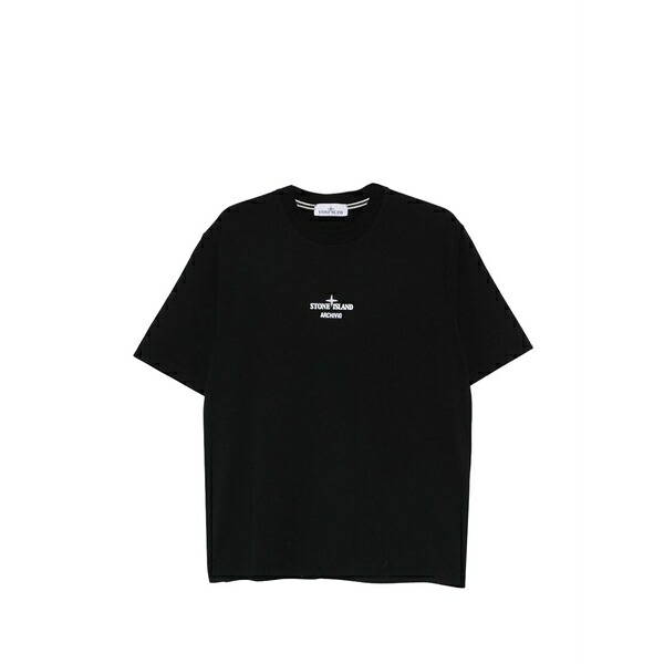 ストーンアイランド メンズ プルオーバー トップス Logo-print t-shirt Black