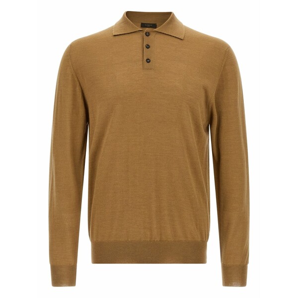 ザノーネ メンズ 編み物\u0026プルオーバー アウター Cashmere-silk blend polo-neck sweater Brown