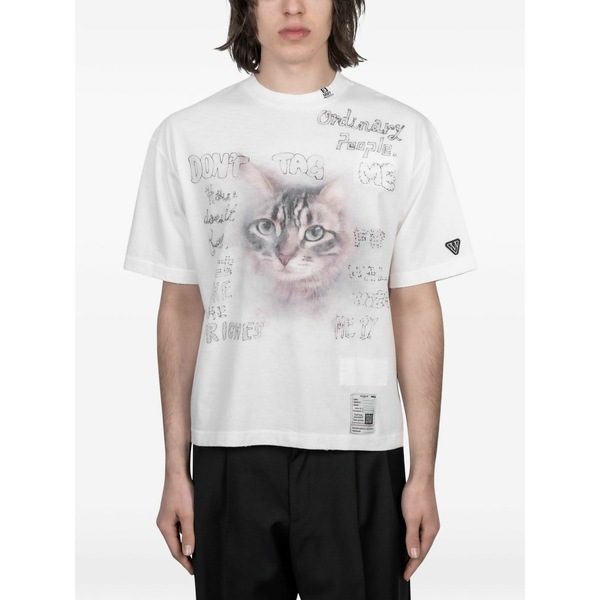 ミハラヤスヒロ レディース プルオーバー トップス Cat-print t-shirt White