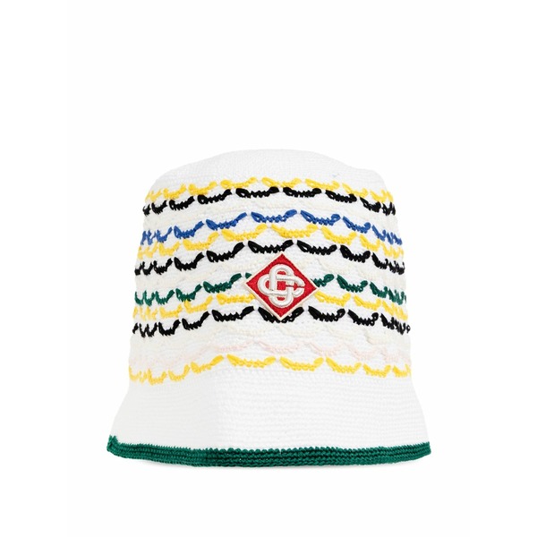 カサブランカ メンズ かぶり笠 付属品 Logo-embroidered bucket hat White
