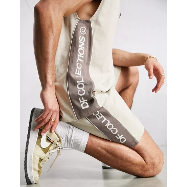 エイソス メンズ ニットセーター アウター ASOS Dark Future oversized tank top with logo taping  in beige - part of a set NEUTRAL 『4年保証』