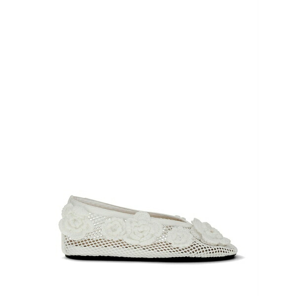 ガニー レディース サンダル シューズ Jenny flower-embellished mesh ballet flats White