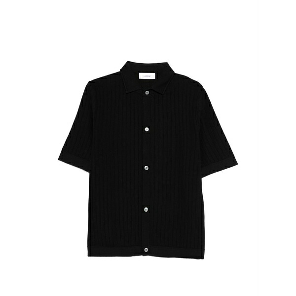 ラルディーニ メンズ ティーシャツ トップス Buttoned ribbed shirt Black