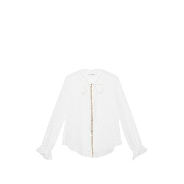マリパルミ レディース プルオーバー トップス Tie-detail long-sleeve shirt White